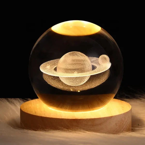 3d Galaxy Space Crystal Ball Night Light With Stand (warm Light)