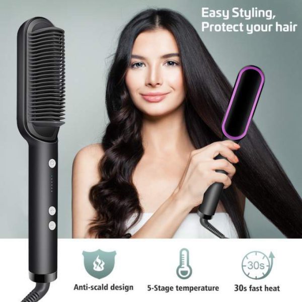 Hqt-909b Electric Professional Hair Straightening Brush